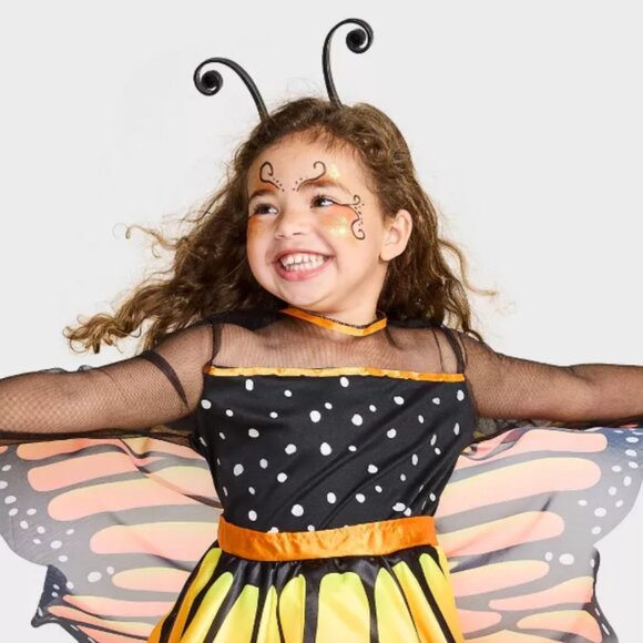 Toddler Glows under Blacklight Monarch Butterfly Costume Dress - Hyde and EEK! B - Picture 3 of 4